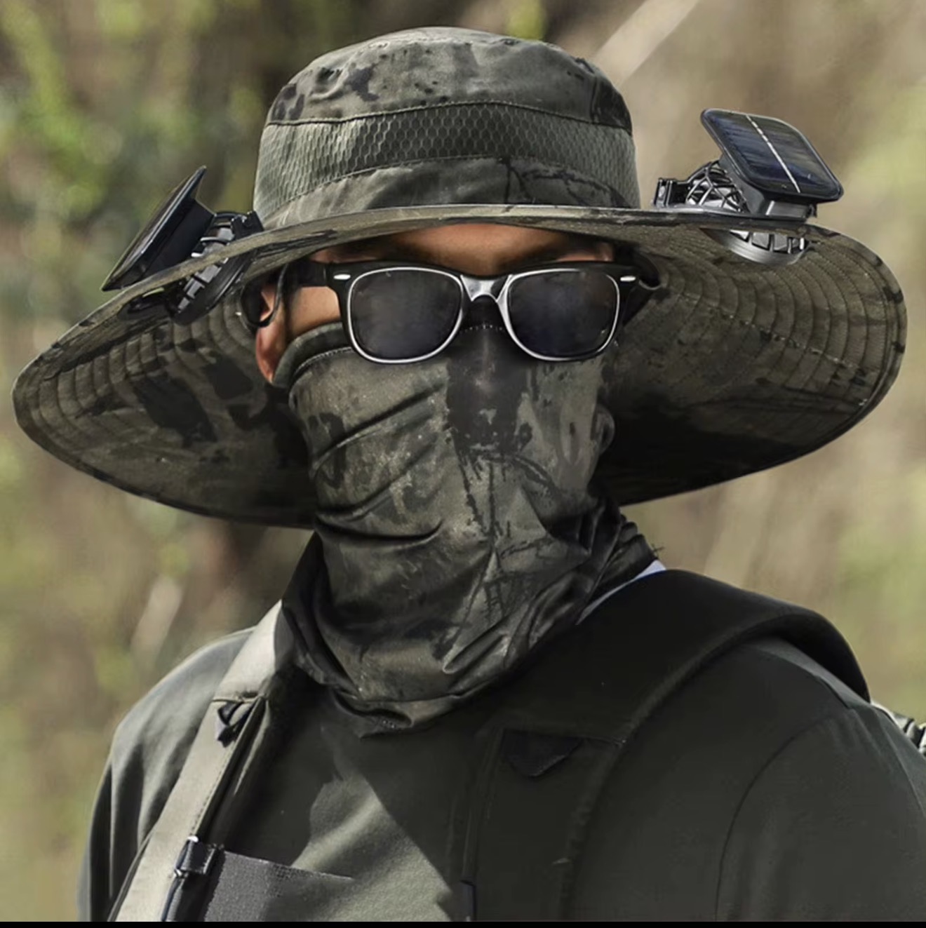 Hat with solar panels fan fitted